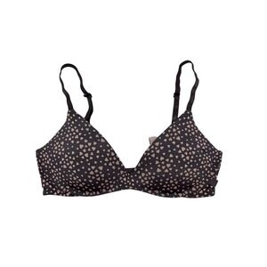 New Victoria's Secret Wireless Bra Womens 34B Charcoal Pink Heart‎ Padded